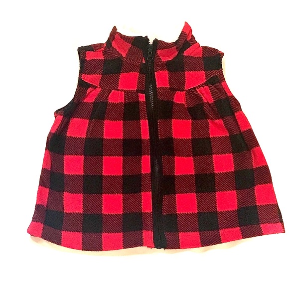 Carter's Other - *SOLD* Carters | Red & Black Buffalo Plaid | Fleece Zip Up Vest | Unisex